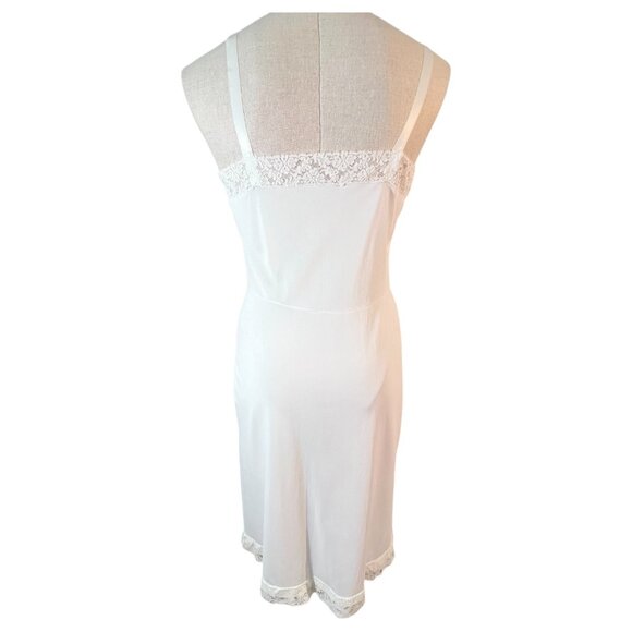 Vintage Komar Lingerie White Nylon Full Slip Size 34 Lace Trim Polka Dot Bodice - Picture 3 of 6